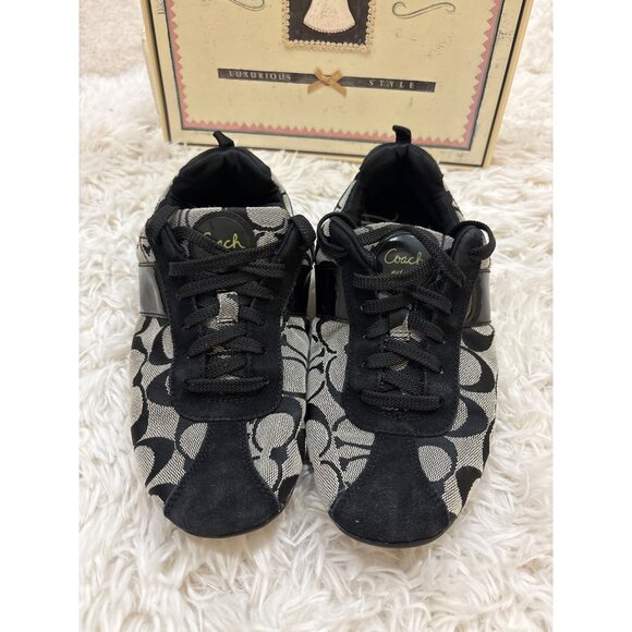 Coach Hadley Black/Gray Signature Canvas Sneakers Womens Size 7.5 - Picture 1 of 10